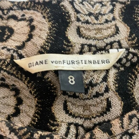 Diane Von Furstenberg “Kelly” Baroque Blazer – Size 8 (Black & Beige) - Picture 4 of 7